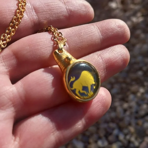 Gold Buffalo Pendant Necklace - Picture 4 of 15